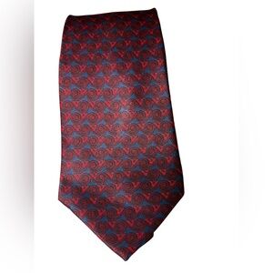 Halston 100%Italian Silk Tie So Soft Red with Blue Pattern